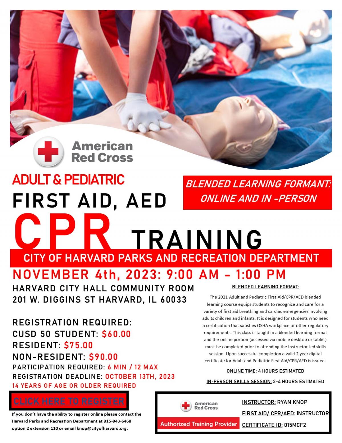 Winter First Aid, AED, CPR Training